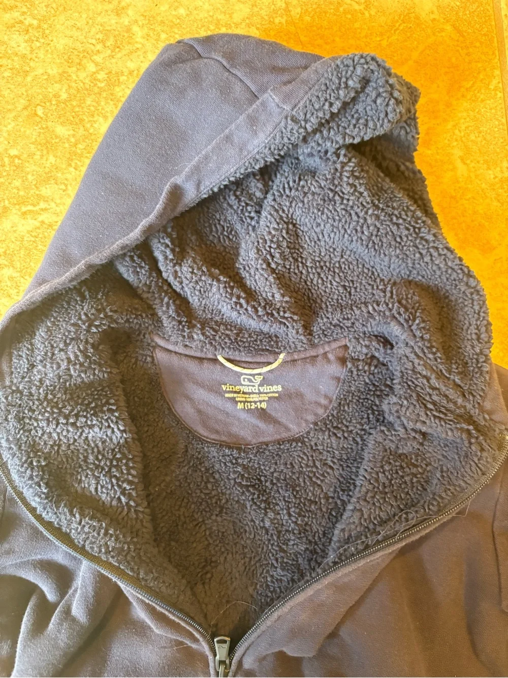 Kids Navy Zip-Up Hooded Jacket Vineyard Vines Boys Sherpa soft Medium 12 14